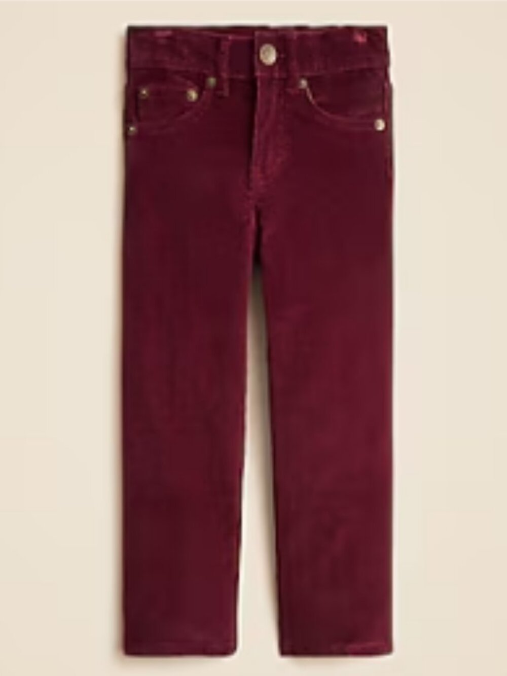 J. Crew Boys Straight Fit Stretch Corduroy Pants Burnished Cherry Size 7 NWT